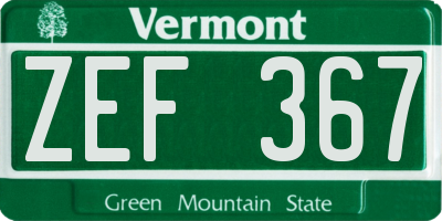 VT license plate ZEF367
