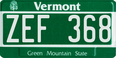 VT license plate ZEF368
