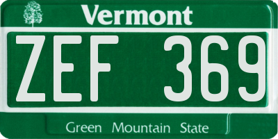 VT license plate ZEF369