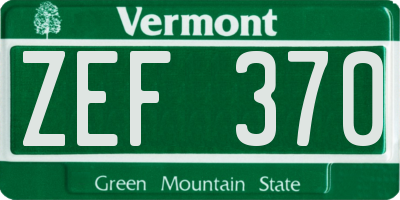 VT license plate ZEF370