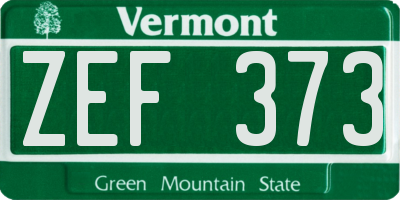VT license plate ZEF373