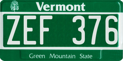 VT license plate ZEF376