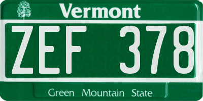 VT license plate ZEF378