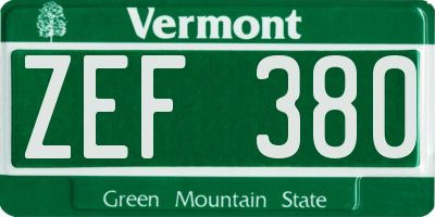 VT license plate ZEF380