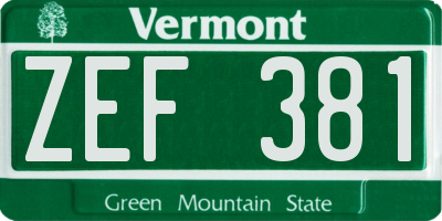 VT license plate ZEF381