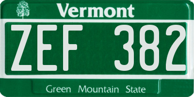 VT license plate ZEF382