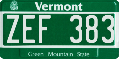 VT license plate ZEF383