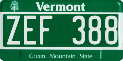 VT license plate ZEF388