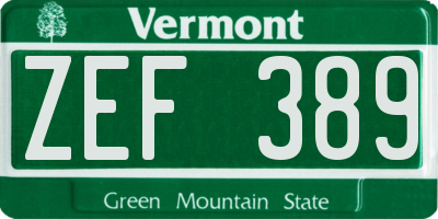 VT license plate ZEF389