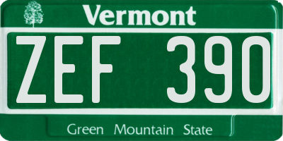 VT license plate ZEF390