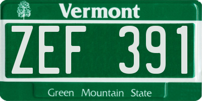VT license plate ZEF391