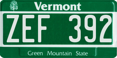 VT license plate ZEF392