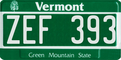 VT license plate ZEF393