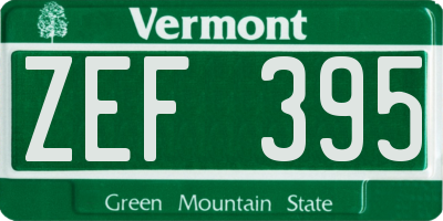 VT license plate ZEF395