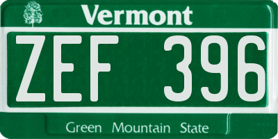 VT license plate ZEF396