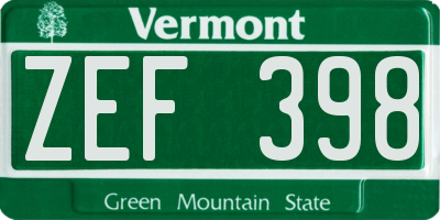 VT license plate ZEF398