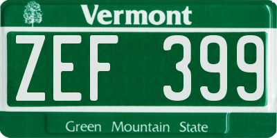 VT license plate ZEF399