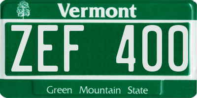 VT license plate ZEF400