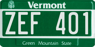 VT license plate ZEF401