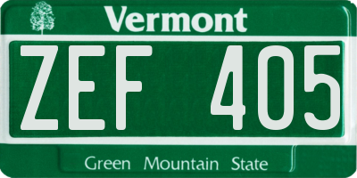 VT license plate ZEF405