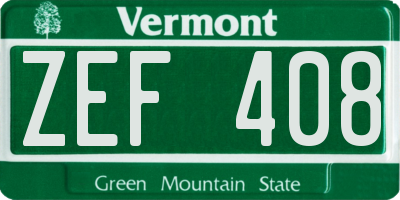 VT license plate ZEF408
