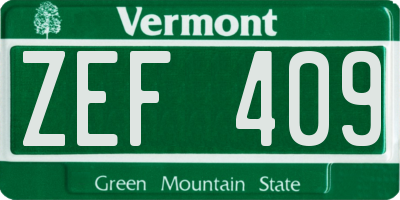 VT license plate ZEF409