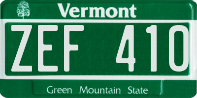 VT license plate ZEF410
