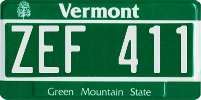 VT license plate ZEF411