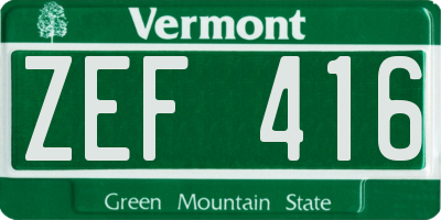 VT license plate ZEF416