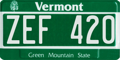 VT license plate ZEF420