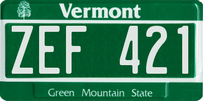 VT license plate ZEF421