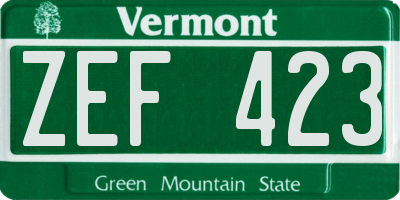 VT license plate ZEF423