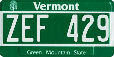 VT license plate ZEF429