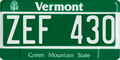 VT license plate ZEF430