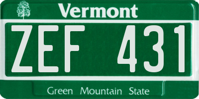 VT license plate ZEF431