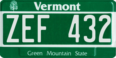 VT license plate ZEF432