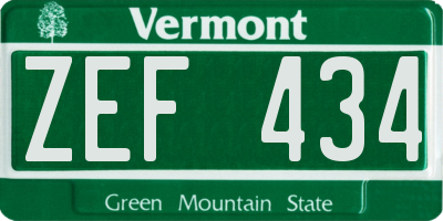 VT license plate ZEF434