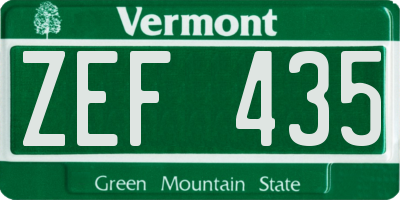 VT license plate ZEF435