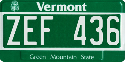 VT license plate ZEF436