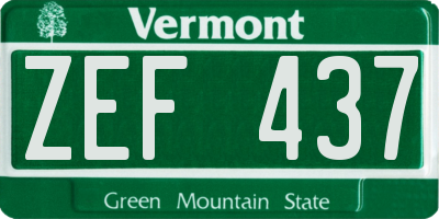 VT license plate ZEF437