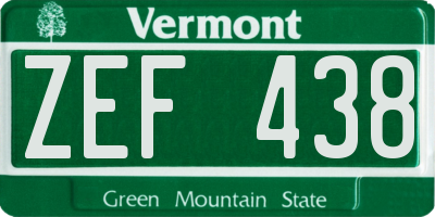 VT license plate ZEF438