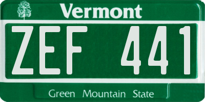 VT license plate ZEF441