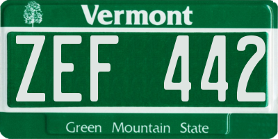 VT license plate ZEF442