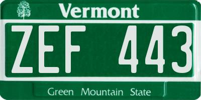 VT license plate ZEF443