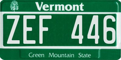VT license plate ZEF446