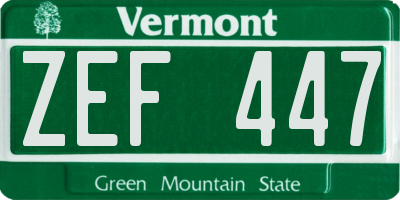 VT license plate ZEF447