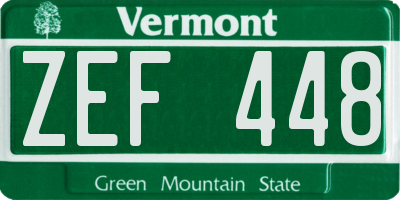 VT license plate ZEF448