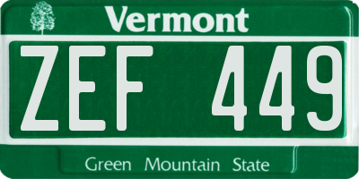 VT license plate ZEF449