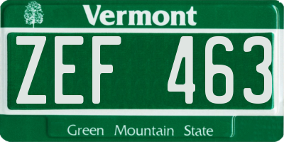 VT license plate ZEF463