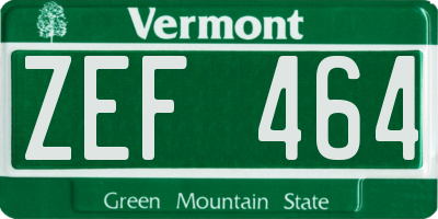 VT license plate ZEF464